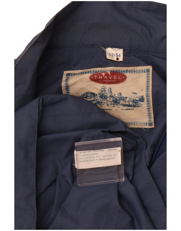 VINTAGE Mens Utility Jacket IT 52/54 XL Navy Blue Polyester