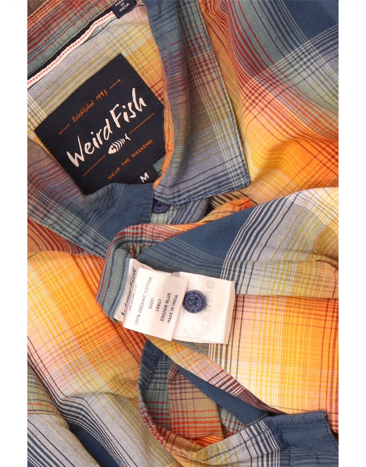 Weird Fish Mens Short Sleeve Shirt Medium Blue Check Cotton
