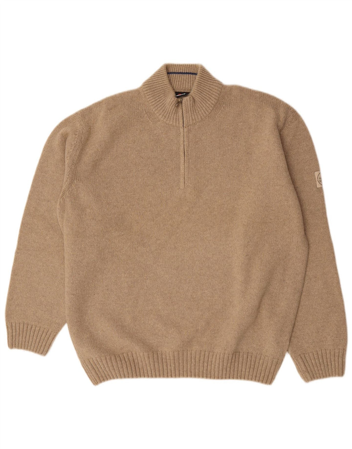 Murphy & Nye Herre Zip Neck Jumper Sweater 2XL Beige Uld