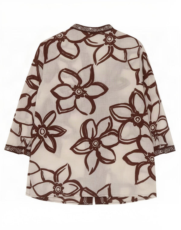 Laura Ashley Blusa de manga 3/4 para mujer UK 10 Small White Floral