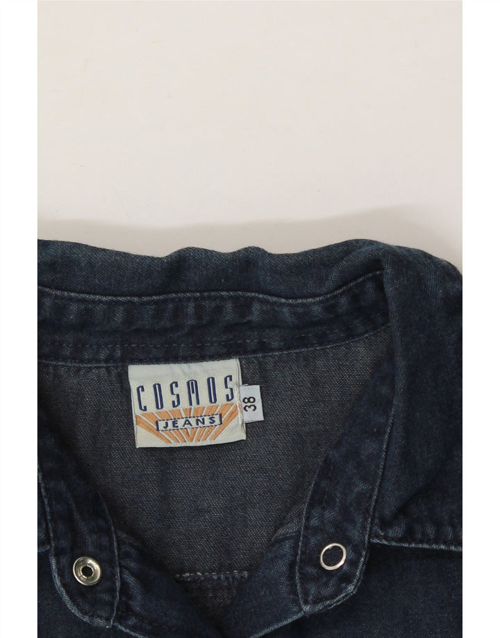COSMOS Womens Denim Shirt EU 38 Medium Navy Blue Cotton Vintage Cosmos and Second-Hand Cosmos from Messina Hembry 