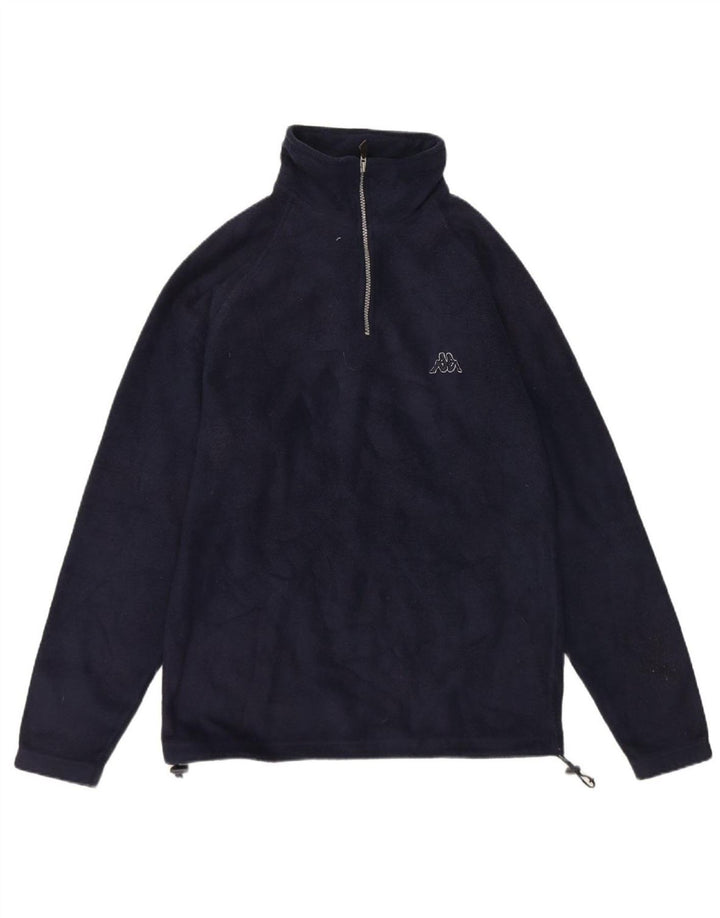 KAPPA Mens Zip Neck Fleece Jumper Medium Navy Blue Polyester Vintage Kappa and Second-Hand Kappa from Messina Hembry 