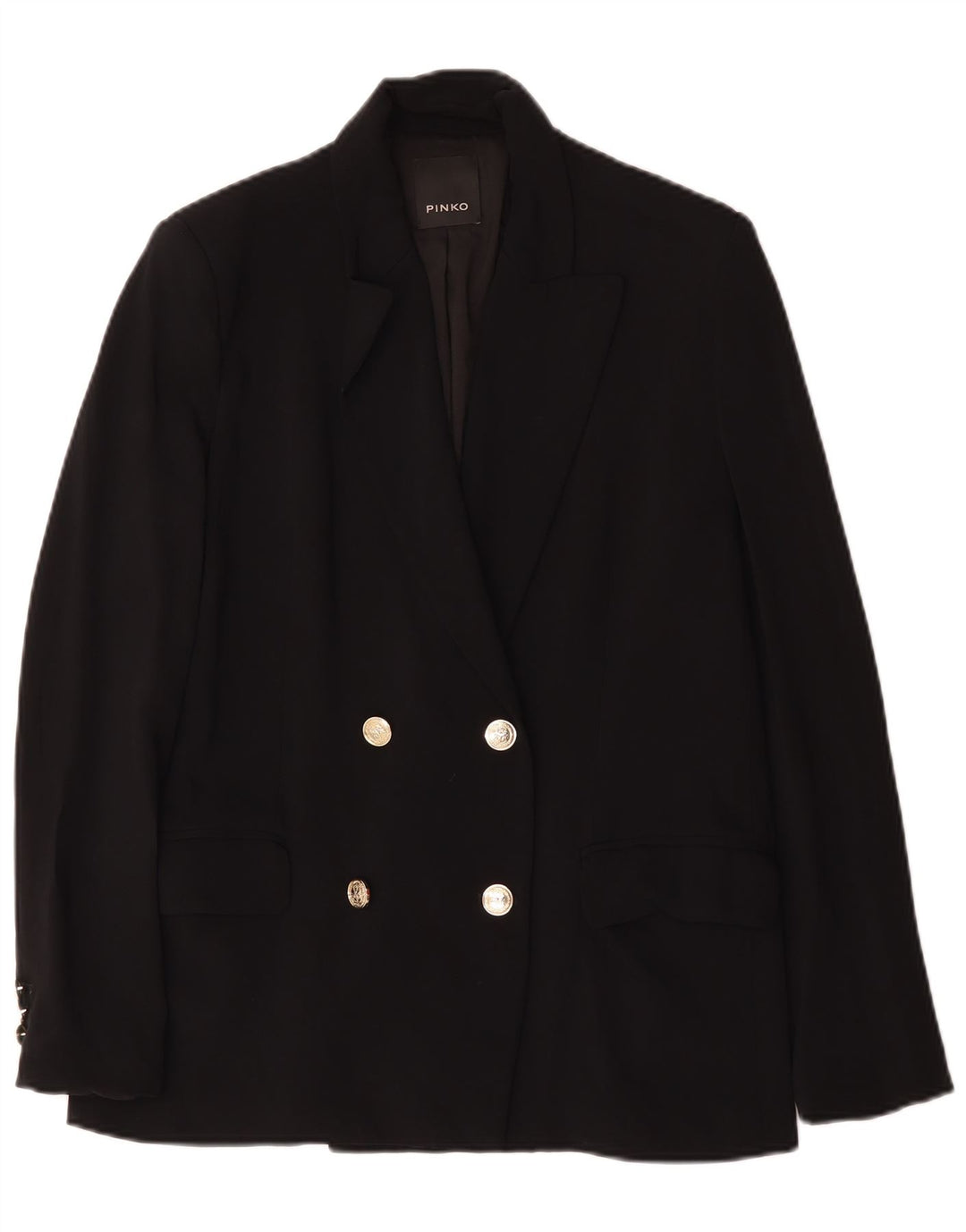 Pinko Womens Double Breasted Blazer Jacket IT 42 Medium Black Polyester
