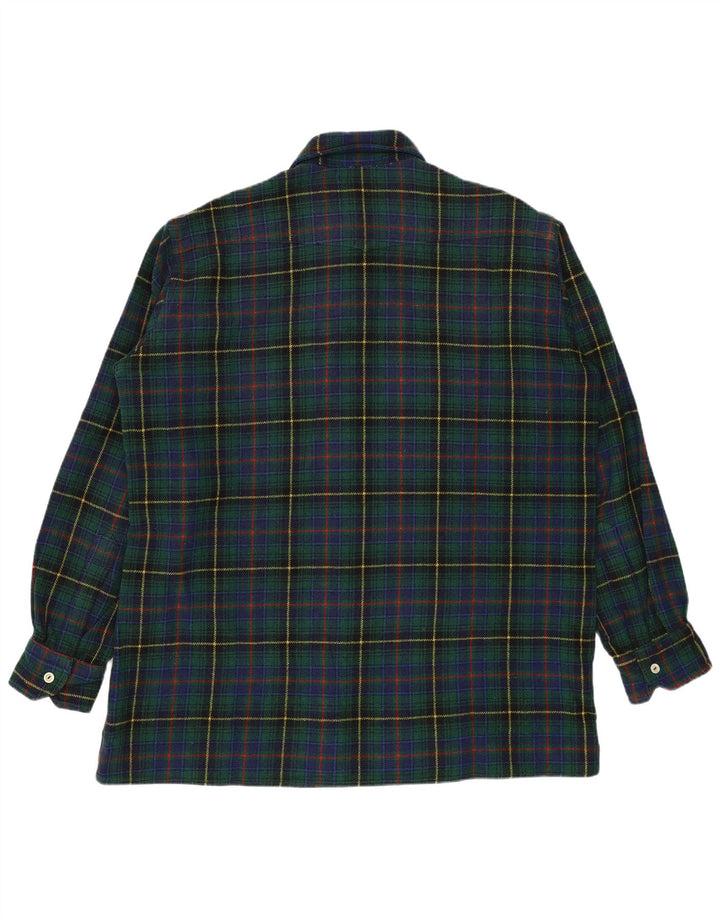 Vintage flannelskjorte til mænd, stor grøn ternet
