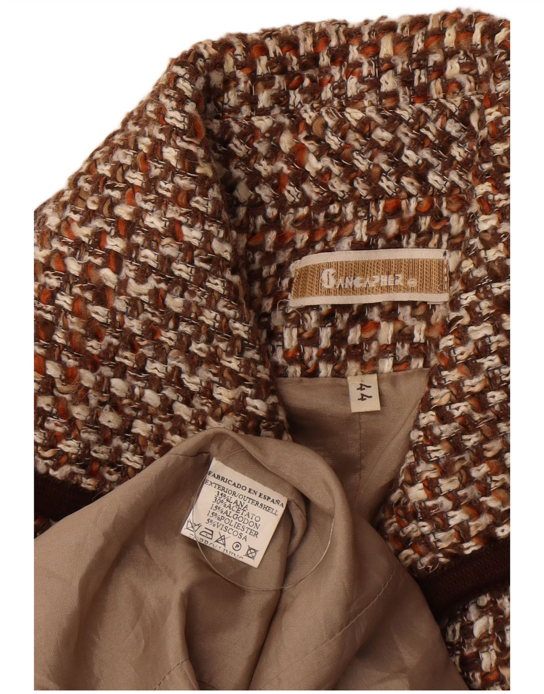 Vintage dame 4-knaps blazerjakke EU 44 XL brun flækket uld