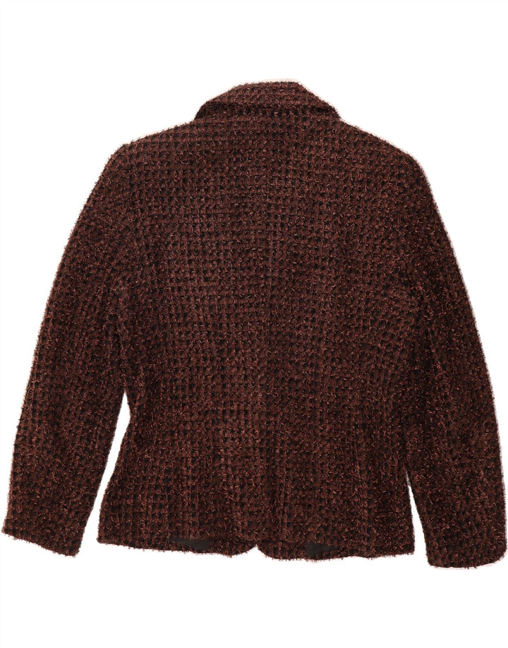 ESCADA Womens 2 Button Blazer Jacket UK 12 Medium Brown Check Rayon Vintage Escada and Second-Hand Escada from Messina Hembry 