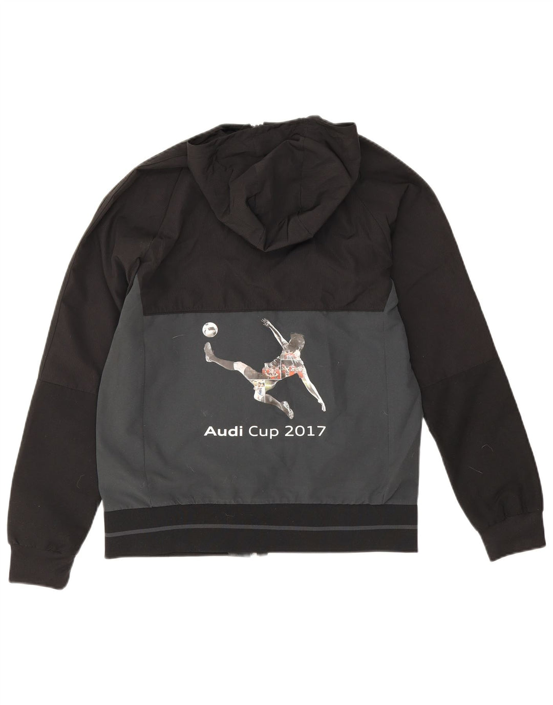 Adidas Boys Hooded Rain Jacket 13-14 Years  Black Colourblock Polyester