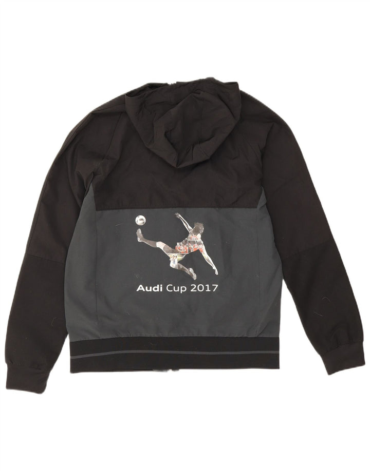 Adidas Boys Hooded Rain Jacket 13-14 Years  Black Colourblock Polyester
