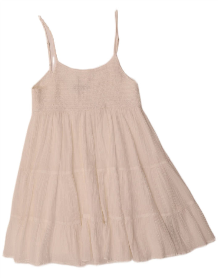 Zara Robe d'été pour femme UK 12 Medium Blanc Polyester