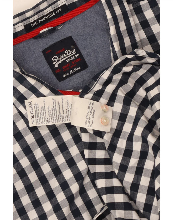 Superdry Mens Loose Fit Shirt Medium Navy Blue Gingham Cotton