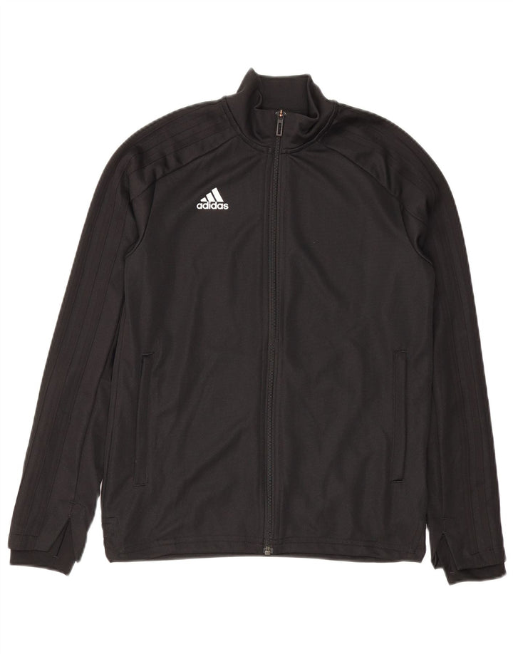 Adidas Girls Tracksuit Top Jacket 11-12 Years Black Polyester