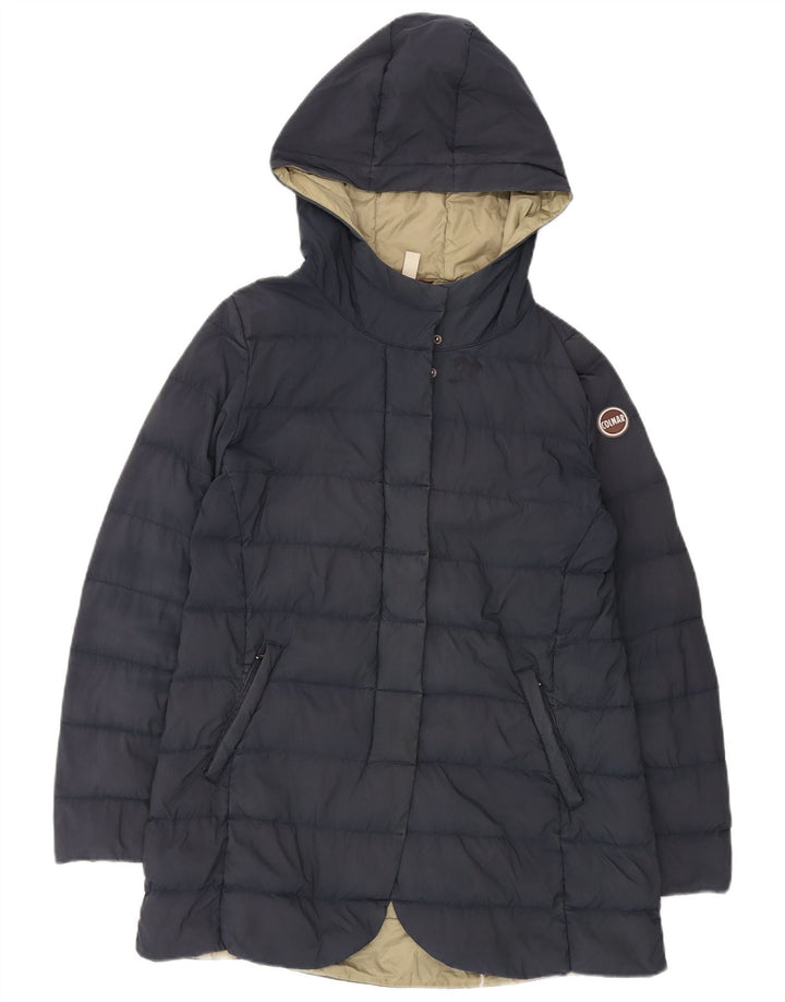 Colmar Womens Hooded Padded Jacket IT 44 Medium Navy Blue Polyamide