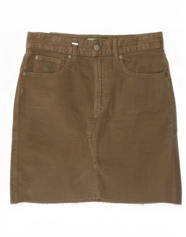 Benetton Falda De Pana Mujer XS W25 Algodón Caqui