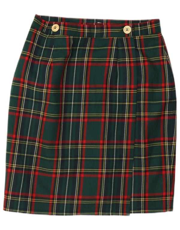 jupe crayon femme vintage W28 Plaid vert moyen