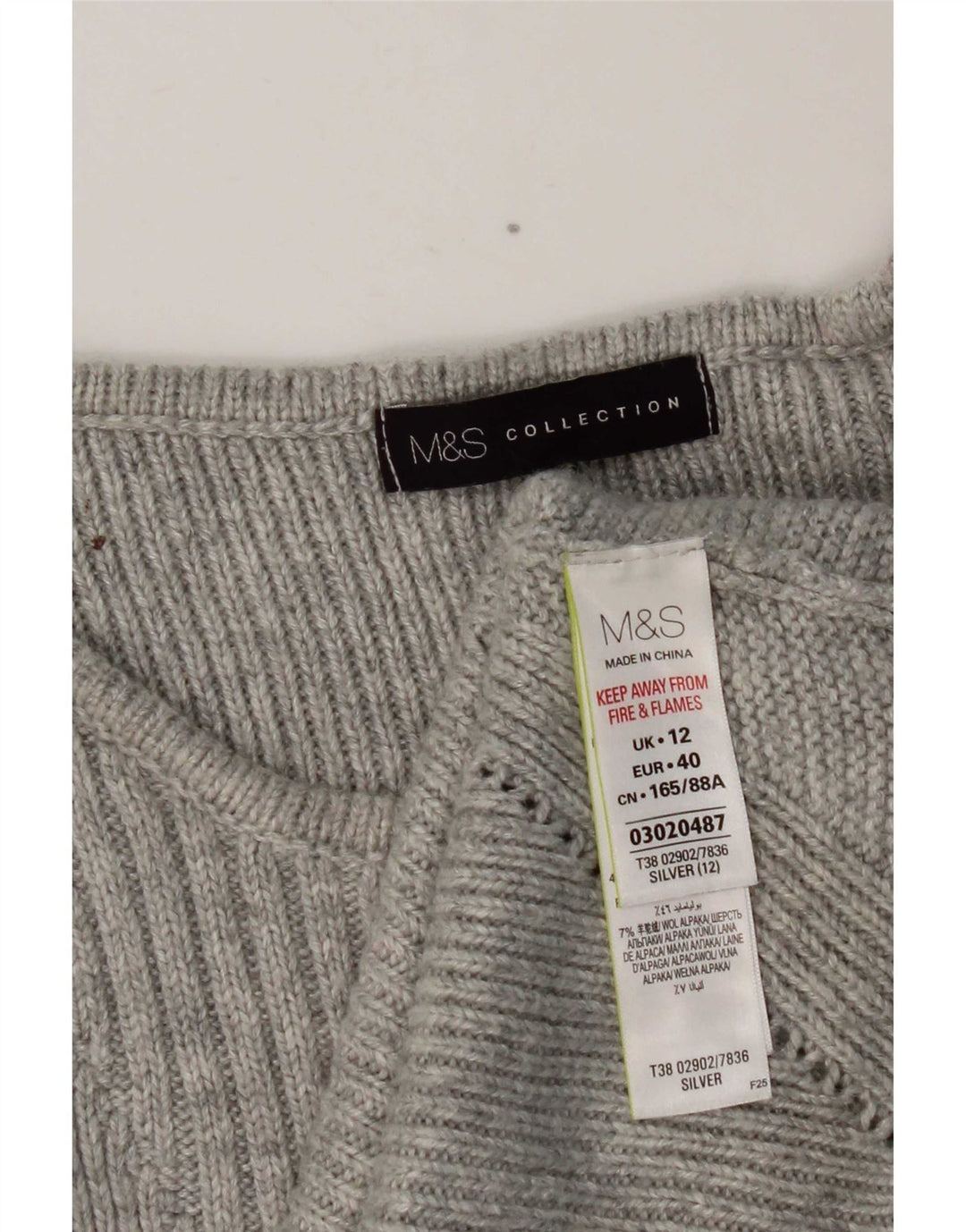 Marks & Spencer Womens Boat Neck Jumper Sweater UK 12 Medium Silver