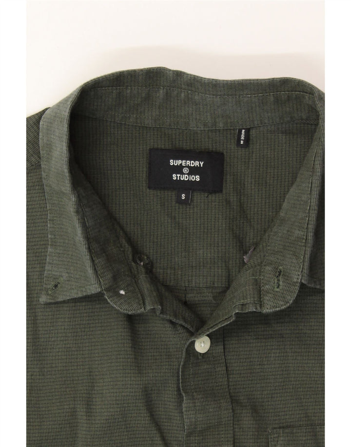 Camicia da uomo SUPERDRY in cotone a quadri kaki piccoli