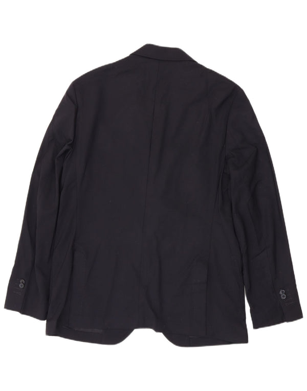 Massimo Dutti Veste Blazer 2 Boutons Homme EU 52 Grande Laine Bleu Marine