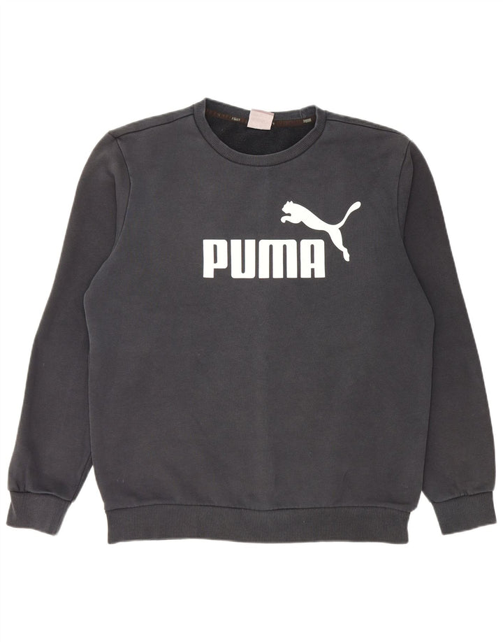 Felpa grafica da uomo Puma Felpa media in cotone nero