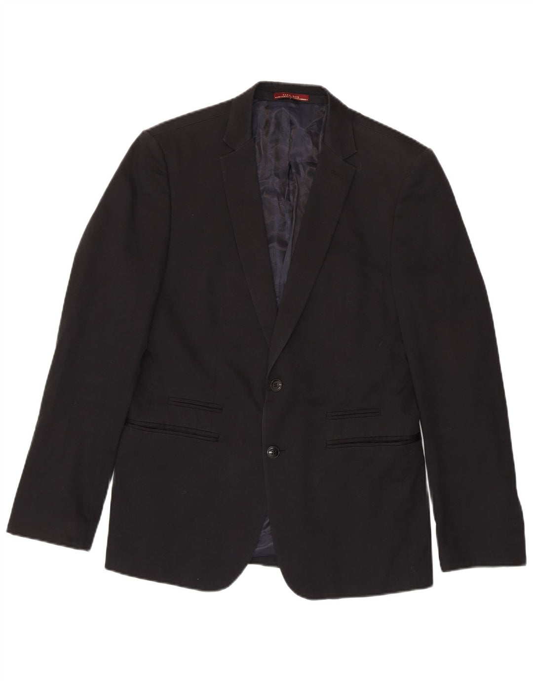 Zara Mens 2 Button Blazer Jacket EU 50 Medium Black Cotton