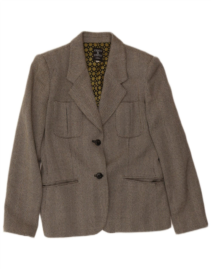 ICEBERG Womens Blazer Jacket IT 44 Medium Brown Herringbone Classic