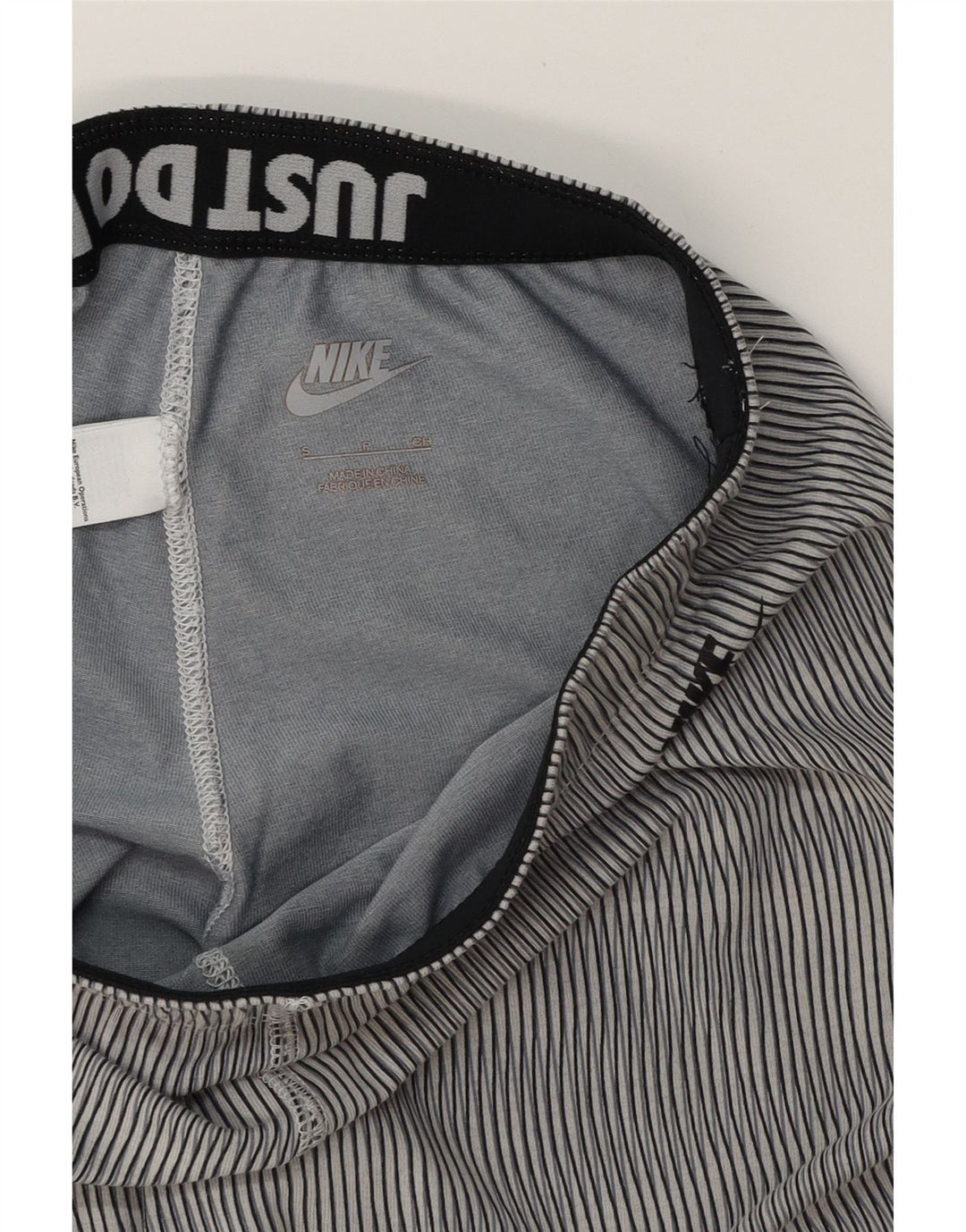 NIKE Womens Leggings UK 10 Small Grey Striped Cotton Vintage Nike and Second-Hand Nike from Messina Hembry 