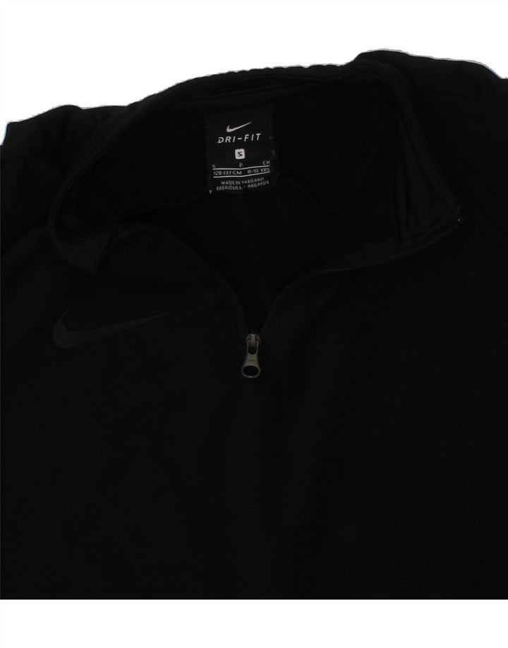 NIKE Boys Dri Fit Zip Neck Pullover Tracksuit Top 8-9 Years Small Black Vintage Nike and Second-Hand Nike from Messina Hembry 