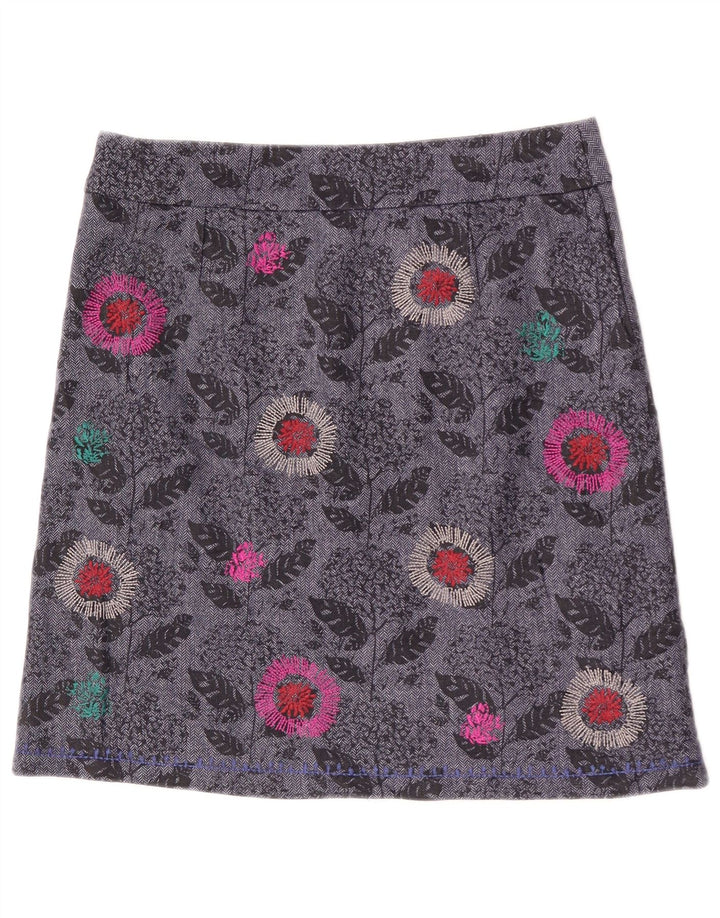 White Stuff Womens Straight Skirt UK 12 Medium W31 Grey Floral Polyester