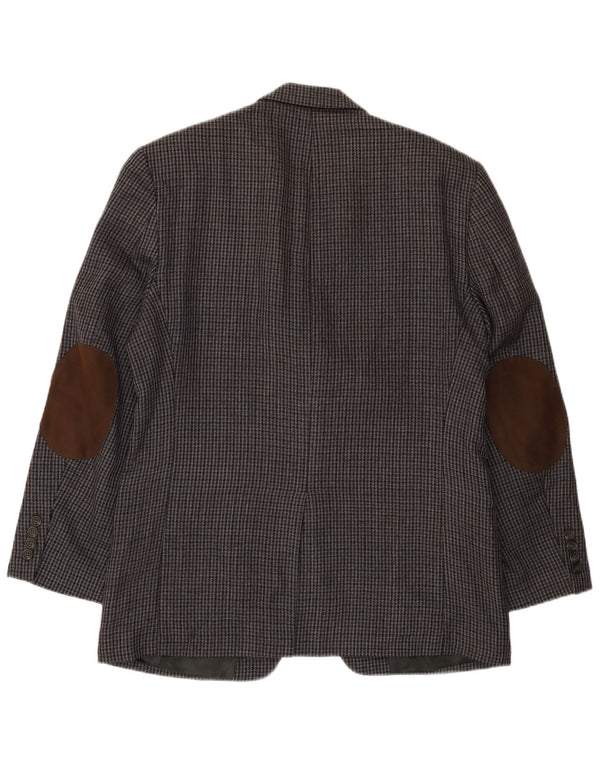 Chaps Mens 2 Button Blazer Jacket UK 38 Medium Grey Houndstooth