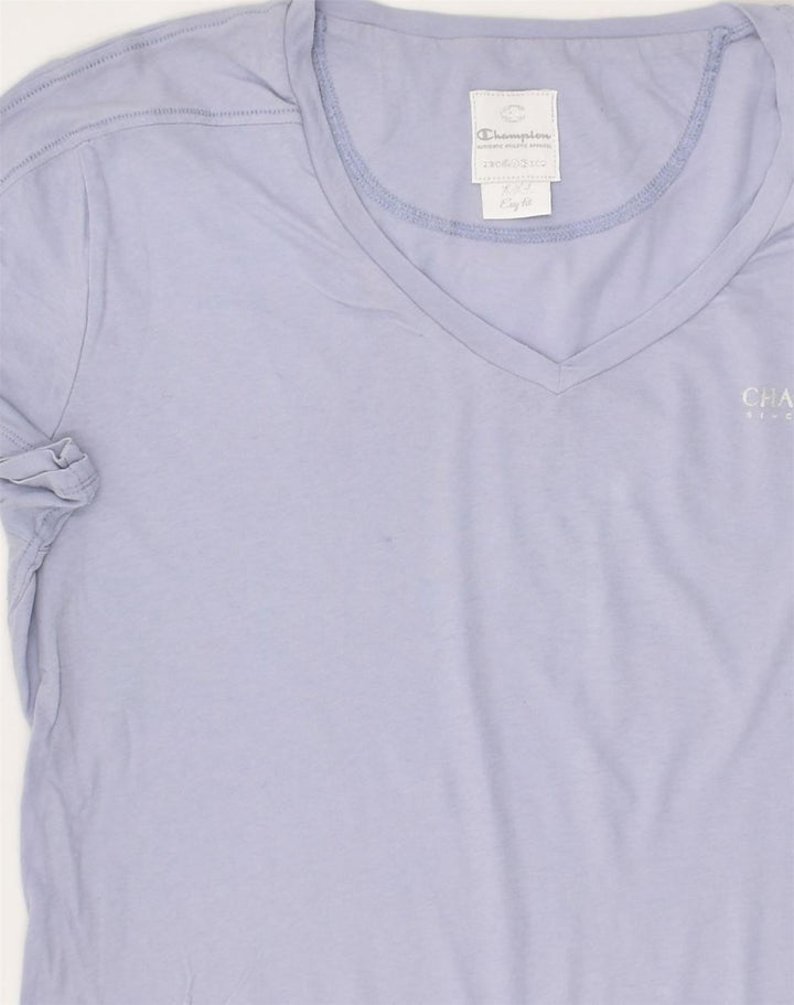 CHAMPION Womens T-Shirt Top UK 20 2XL Blue Polyester | Vintage Champion | Thrift | Second-Hand Champion | Used Clothing | Messina Hembry 