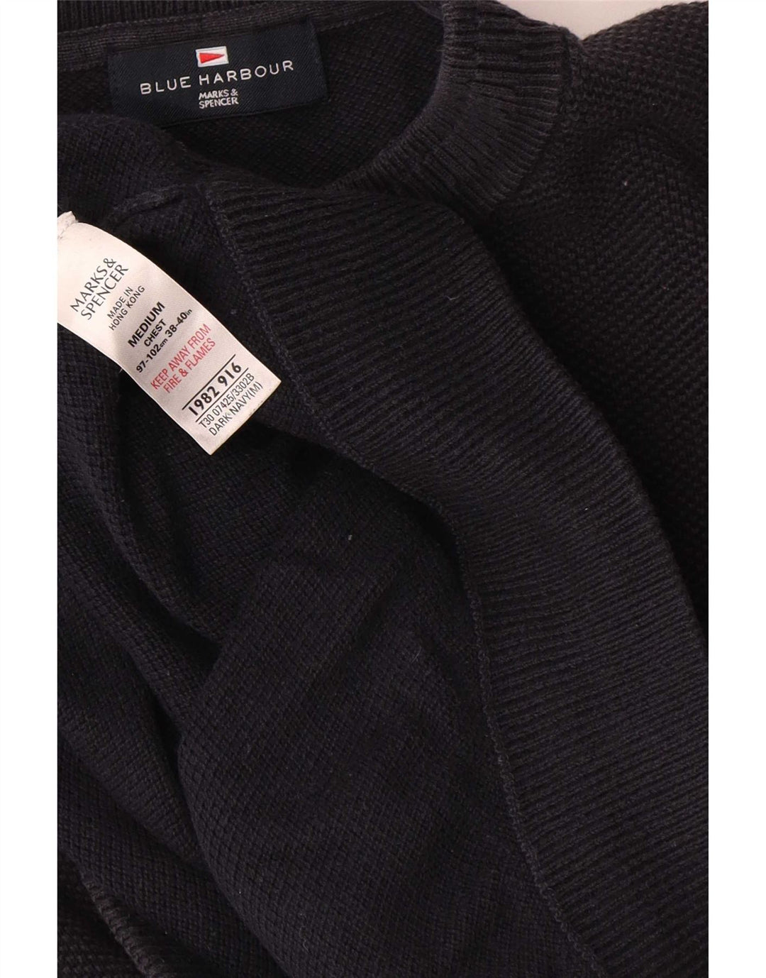 Marks & Spencer Mens Blue Harbour Crew Neck Jumper Sweater Medium Navy Blue