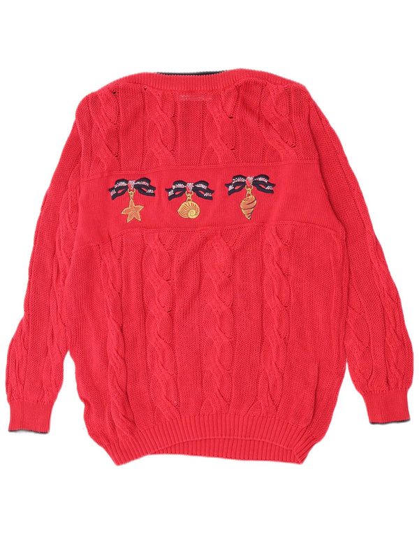 St. Germain Pull graphique à col bateau pour femme IT 46 Large Rouge Classique