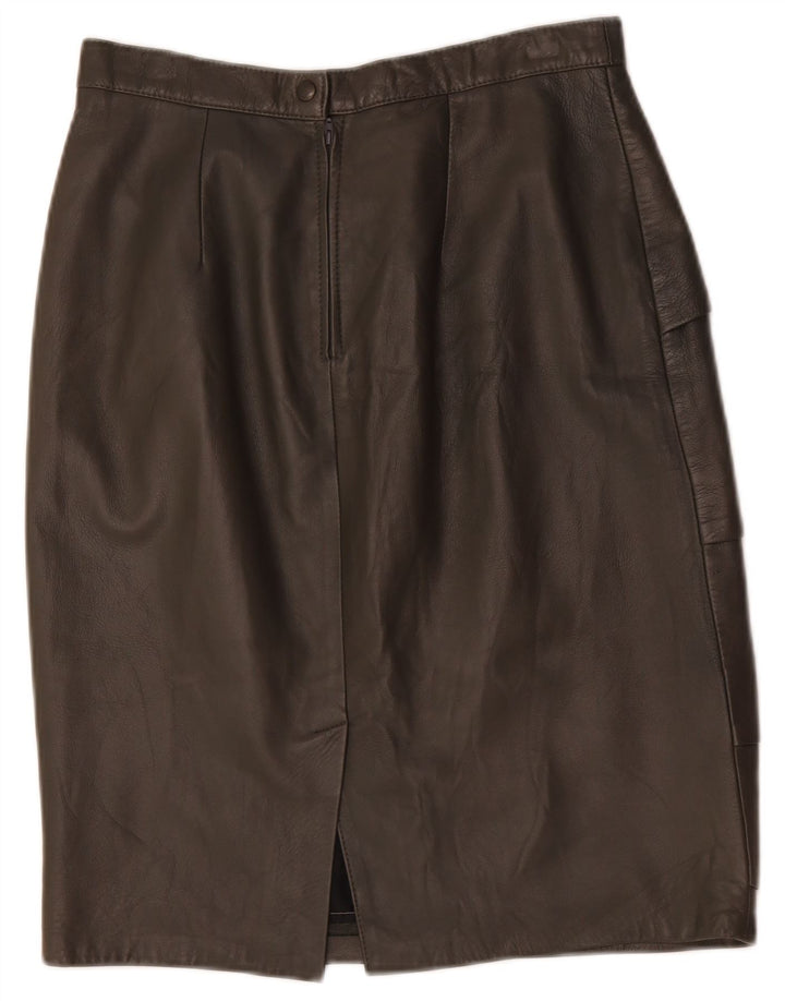 Vintage Womens Leather Skirt W30 Medium Brown