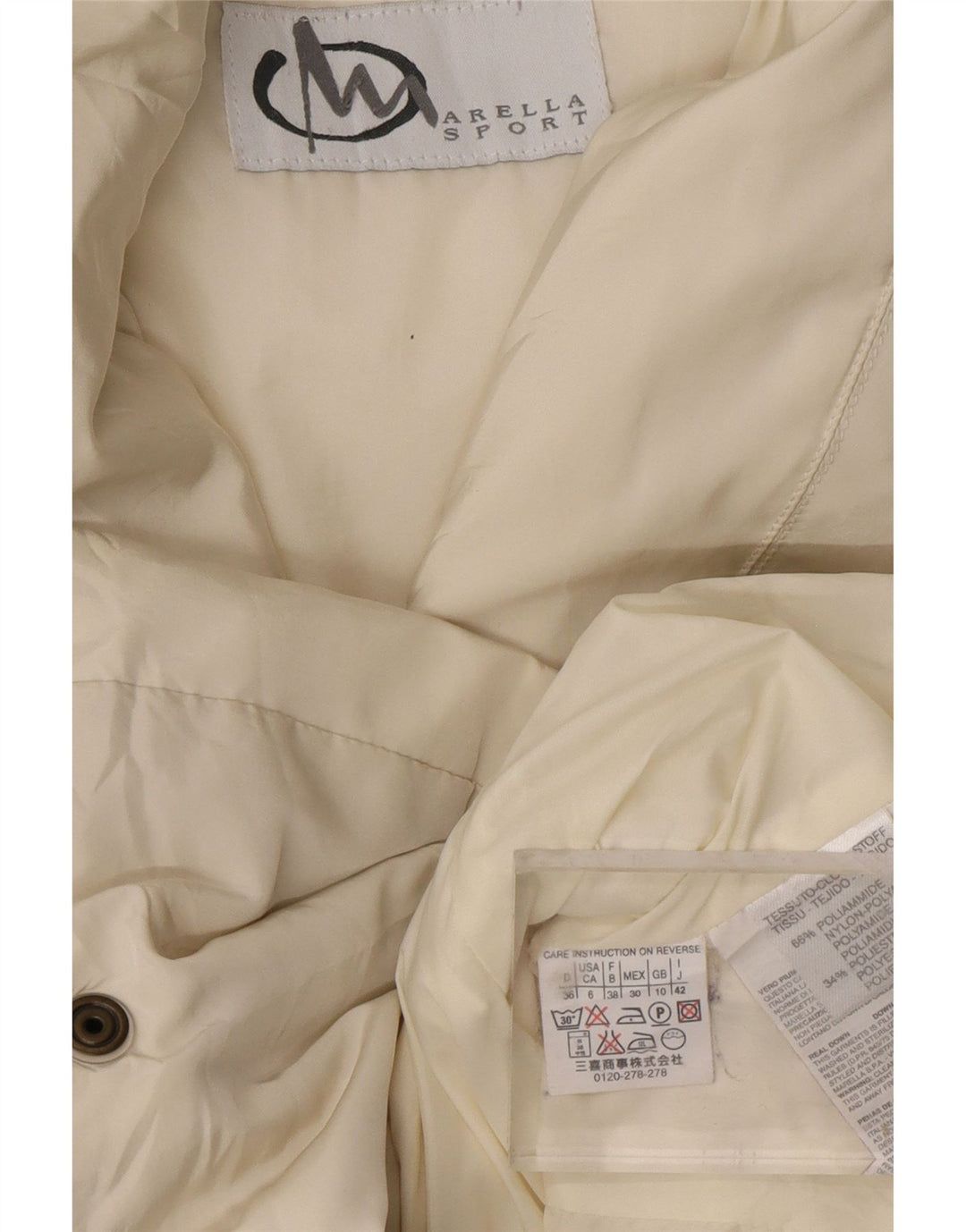 Giacca imbottita oversize da donna MARELLA UK 10 Small in poliammide bianco sporco