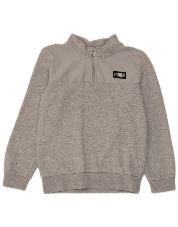 Puma Boys Zip Neck Sweatshirt Jumper 11-12 Years Grey Flecked