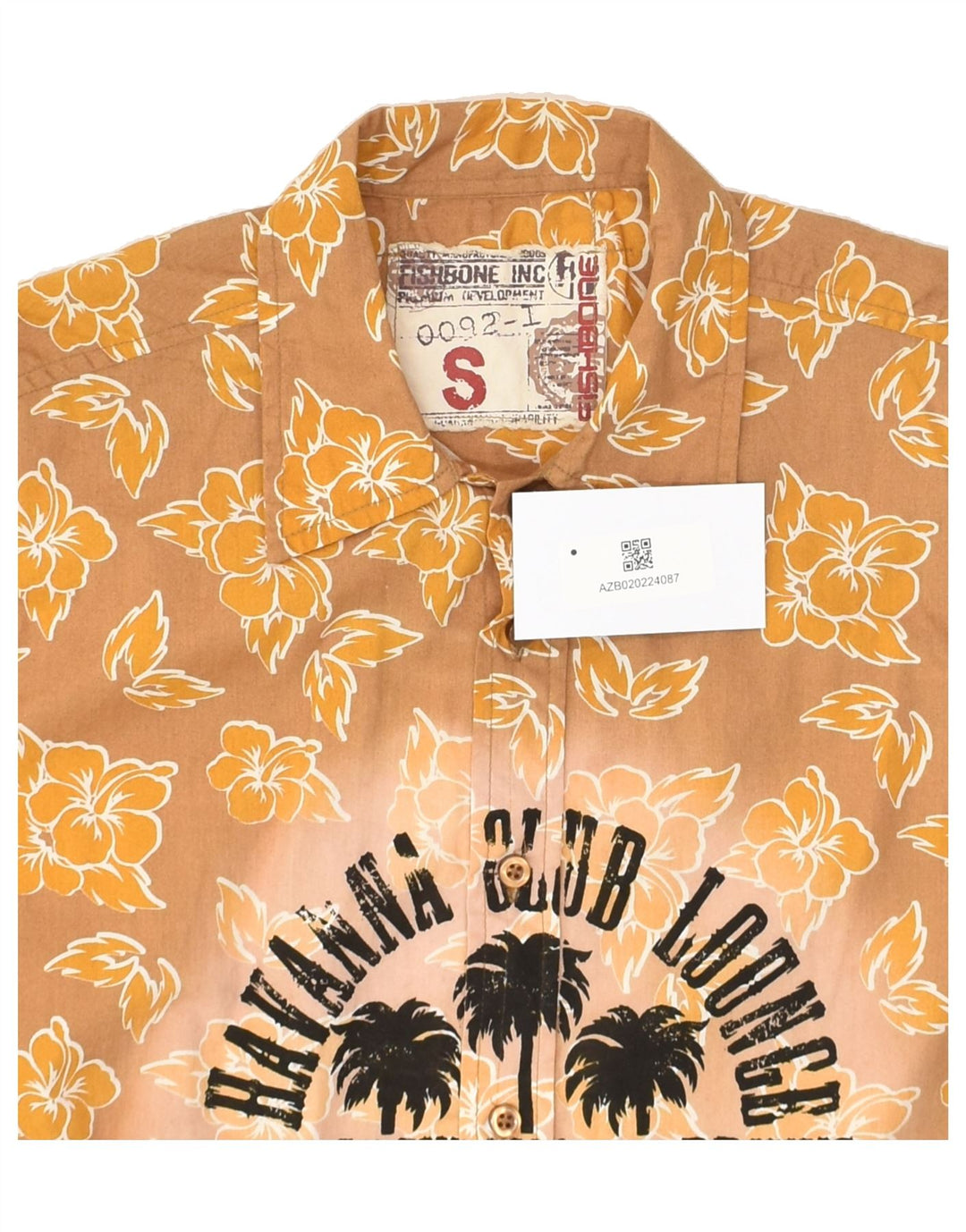 FISHBONE Mens Graphic Short Sleeve Shirt Small Brown Floral Hawaiian | Vintage Fishbone | Thrift | Second-Hand Fishbone | Used Clothing | Messina Hembry 