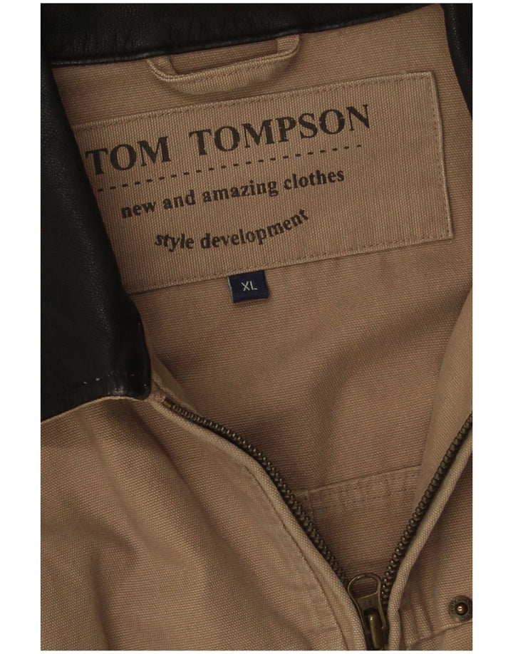 Tom Tompson Mens Bomber Jacket UK 42 XL Beige Cotton