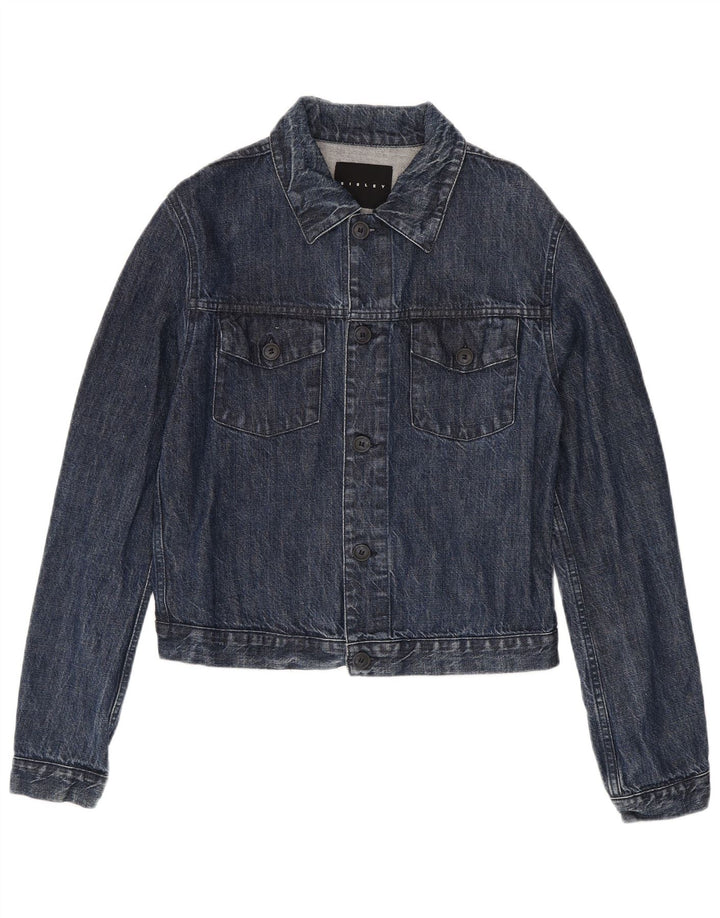 Sisley Dame denimjakke UK 14 Medium Navyblå Bomuld