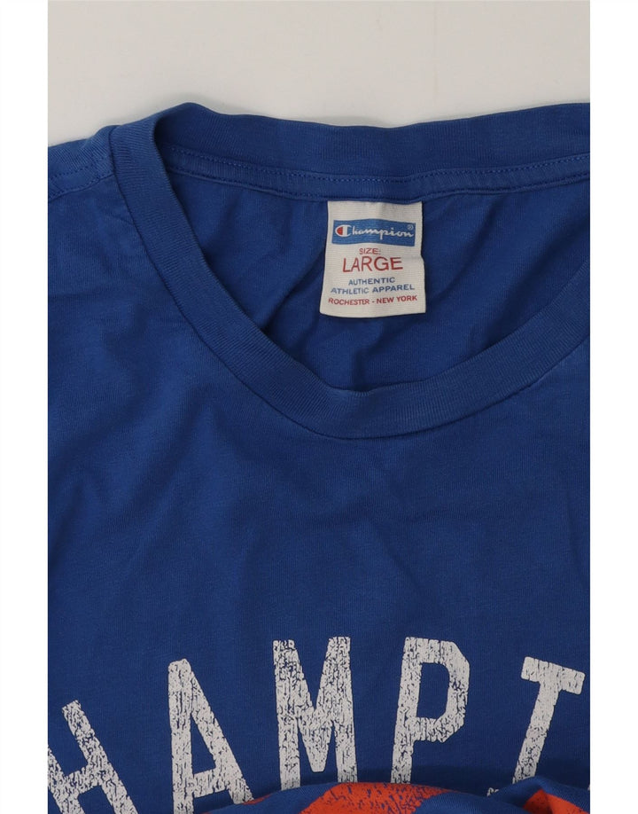 CHAMPION Mens Graphic T-Shirt Top Large Blue