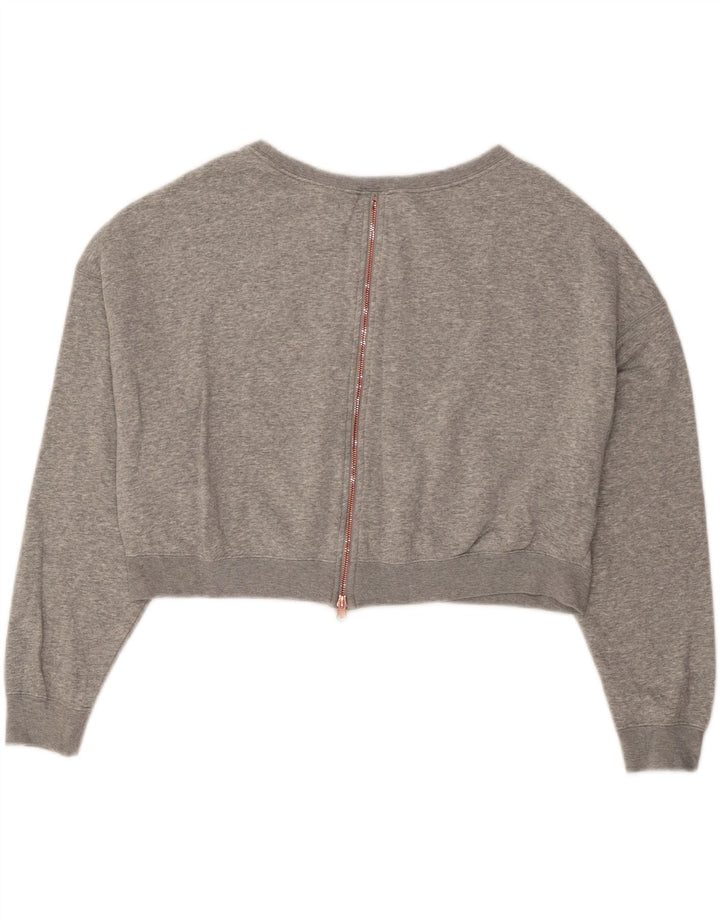 Nike Womens Crop Graphic Oversized Sweatshirt Jumper UK 16 Large Grey