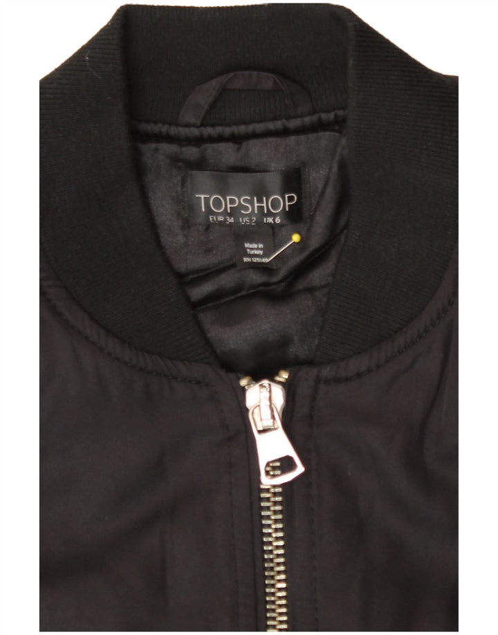 Topshop női túlméretezett bomber dzseki UK 6 XS fekete poliészter