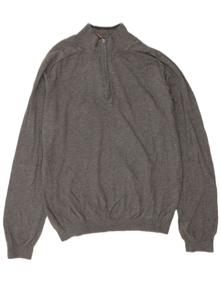 EDDIE BAUER Herre Zip Neck trøje Sweater Large Grå Bomuld