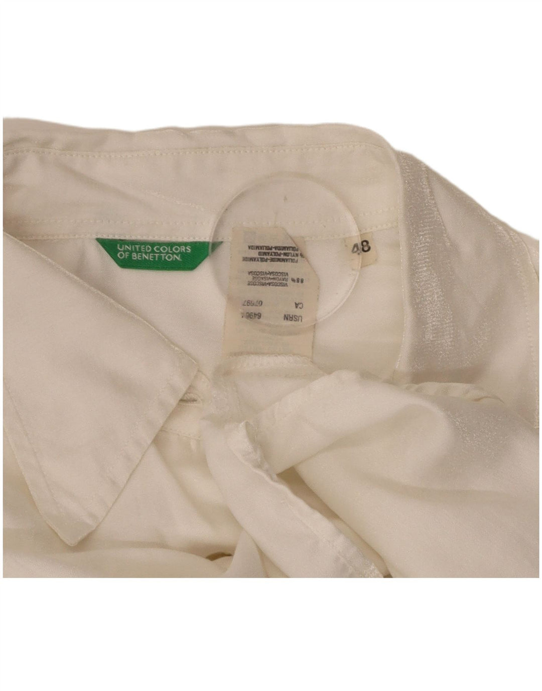 BENETTON Womens Shirt IT 48 XL Off White Viscose