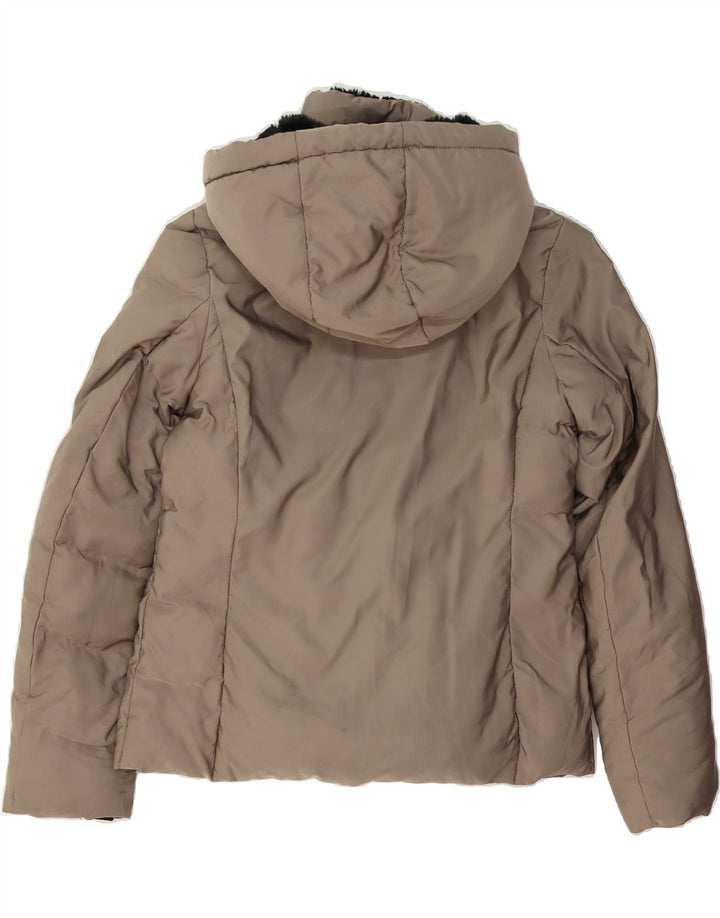 ZARA Womens Hooded Padded Jacket UK 16 Large Grey Polyester Vintage Zara and Second-Hand Zara from Messina Hembry 