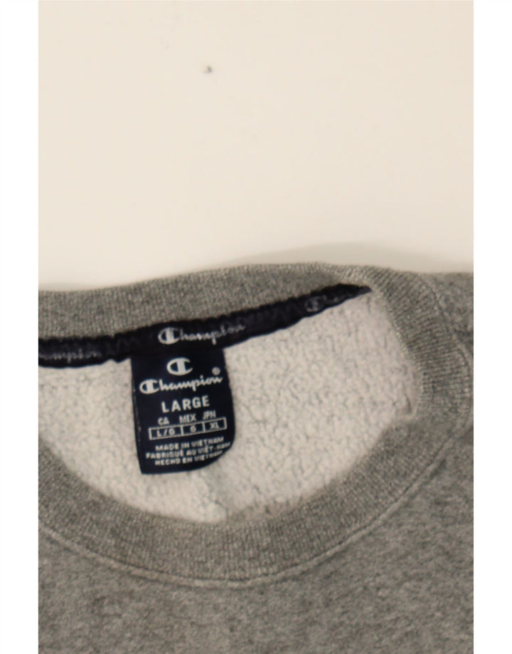 CHAMPION Mens Graphic Sweatshirt Jumper Large Grey Cotton Vintage Champion and Second-Hand Champion from Messina Hembry 
