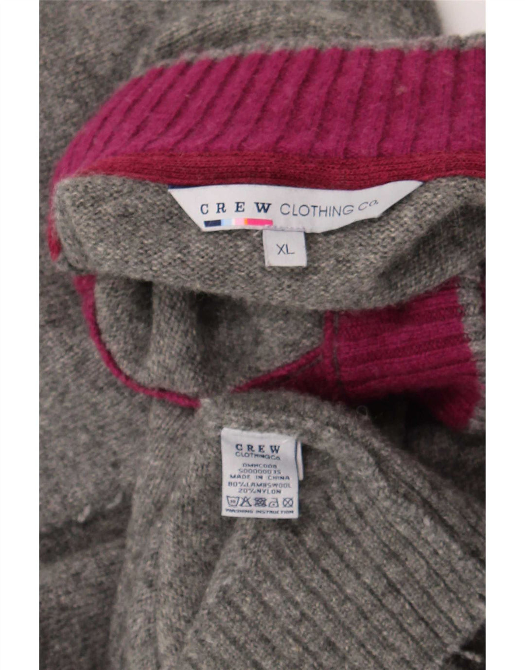 Crew Clothing Mens Button Neck Jumper Sweater XL Grey Wool