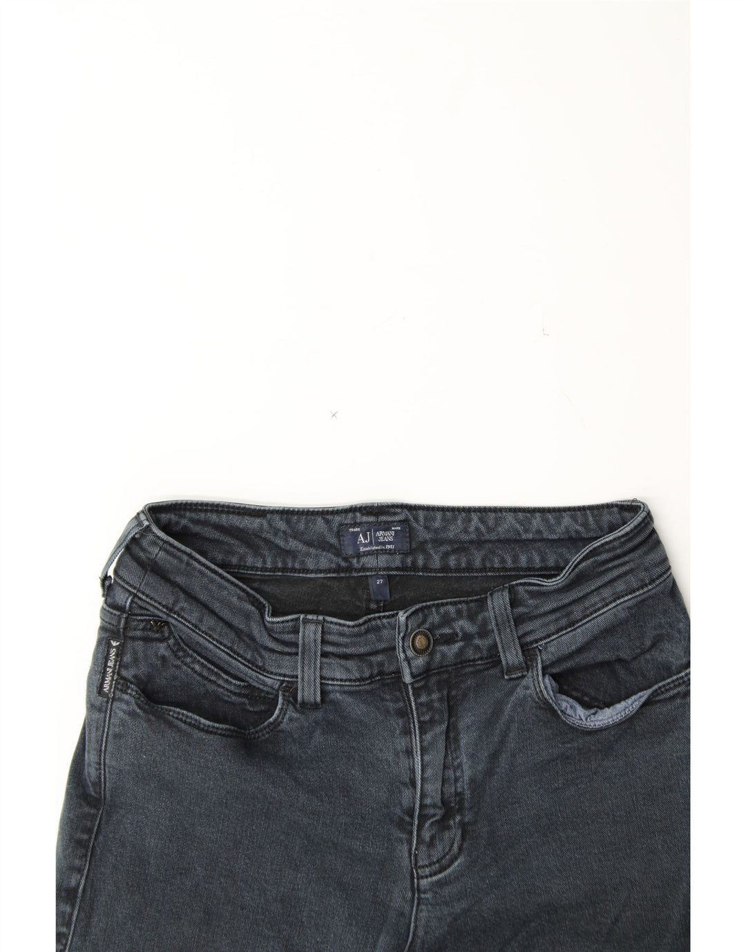 ARMANI Womens Slim Jeans W27 L27 Navy Blue Cotton Vintage Armani and Second-Hand Armani from Messina Hembry 