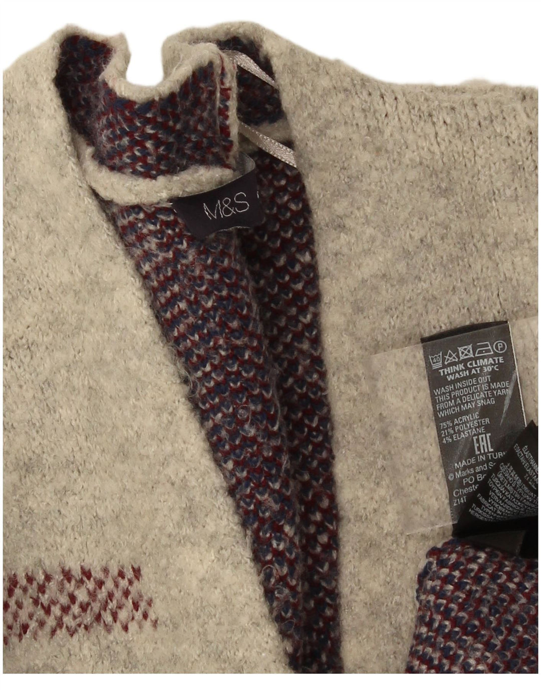 Marks & Spencer Womens Longline Cardigan Sweater UK 16 Large Grey Check