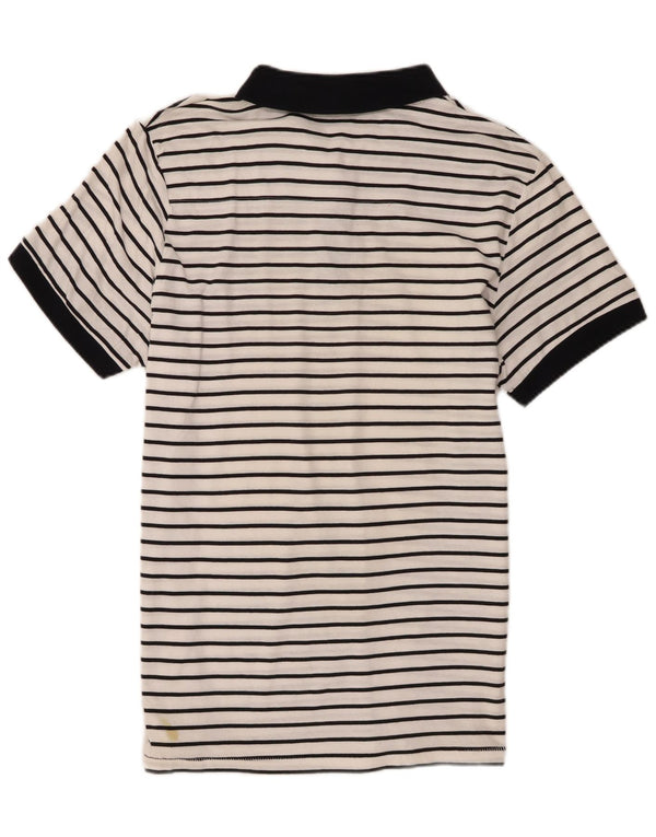 French Connection Herren-Poloshirt XL, weiße Nadelstreifen-Baumwolle