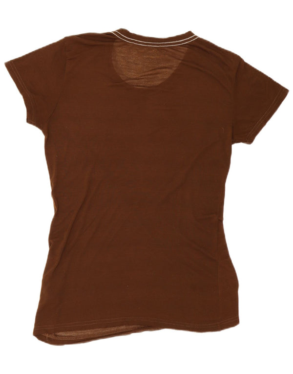 Hard Rock Cafe Womens Ibiza Graphic T-Shirt Top UK 14 Mittelbraune Baumwolle