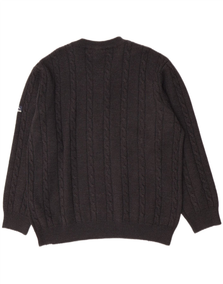 Navigare Mens Crew Neck Jumper Sweater Large Grey Wool